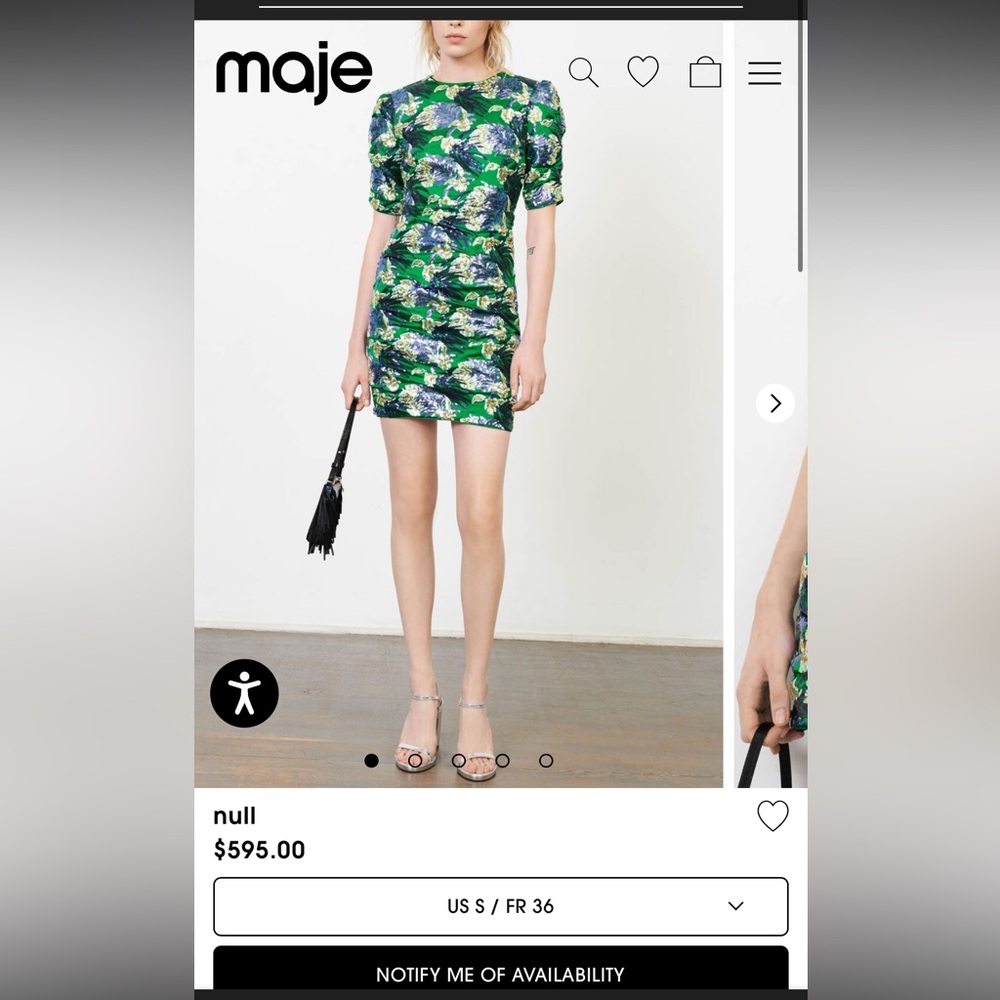 Maje Green Floral Mini Dress